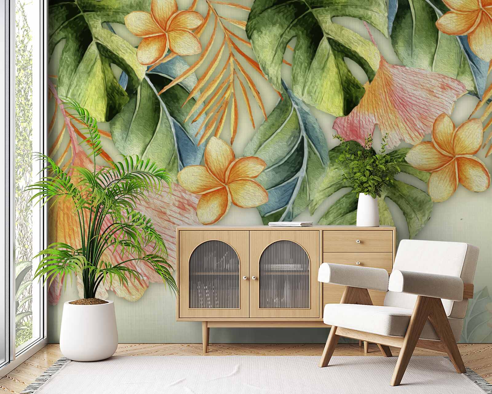 Papier peint Feuilles colorées des tropiques