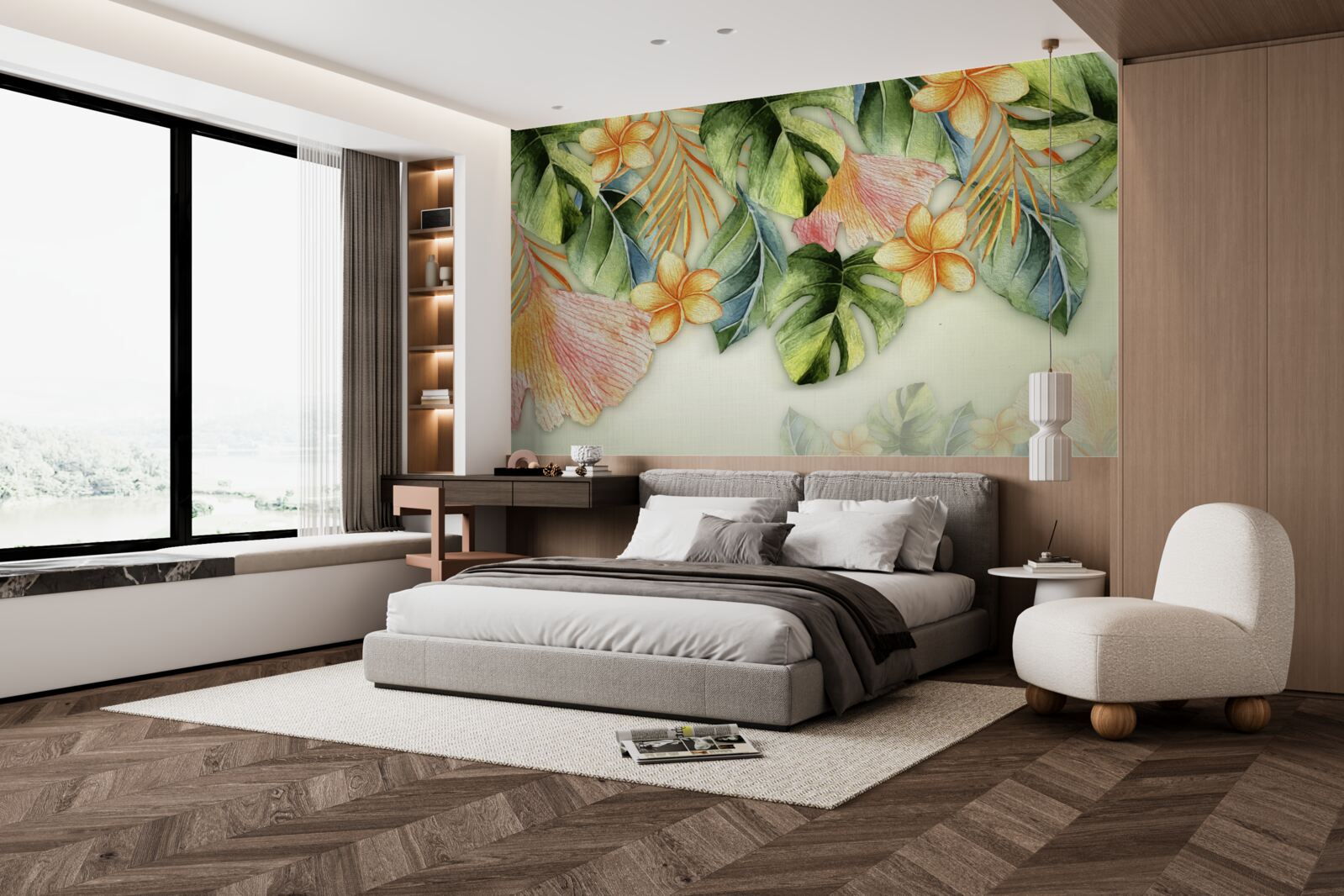 Papier peint Feuilles colorées des tropiques