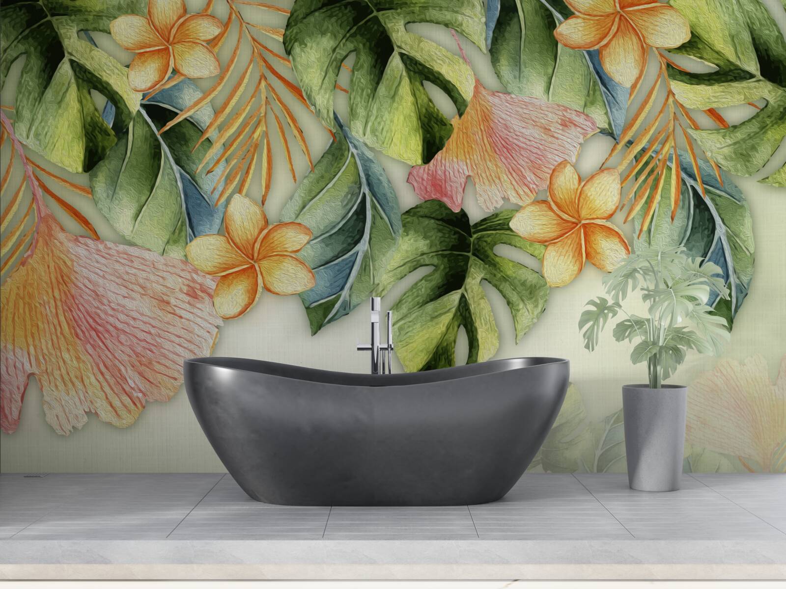 Papier peint Feuilles colorées des tropiques