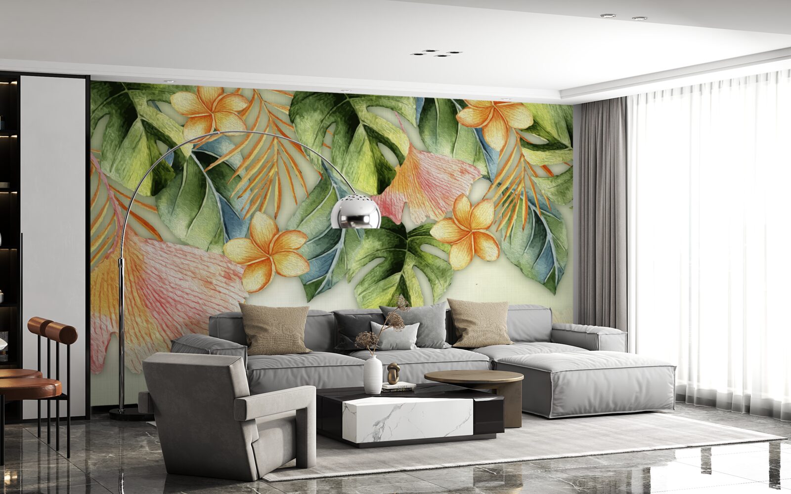 Papier peint Feuilles colorées des tropiques