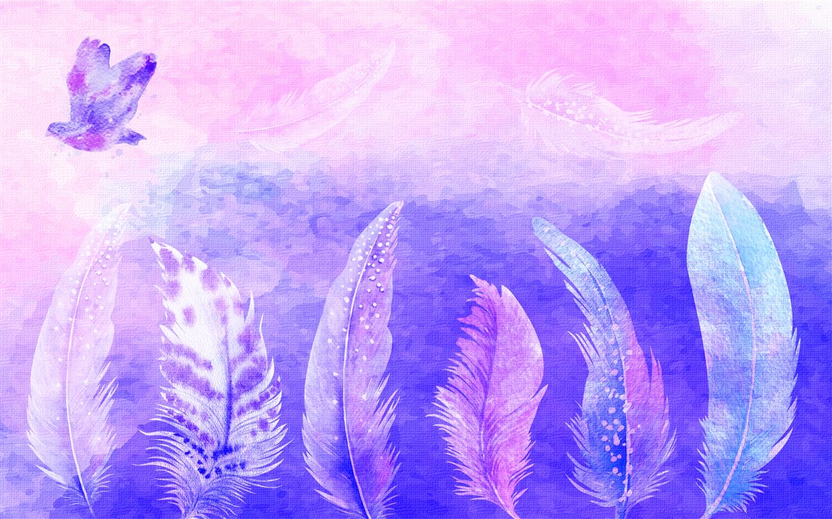 Papier peint oiseau volant au-dessus des plumes
