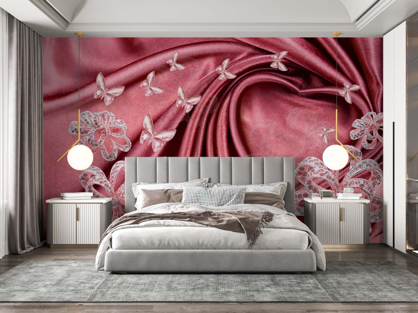 Papier peint décorations florales sur soie