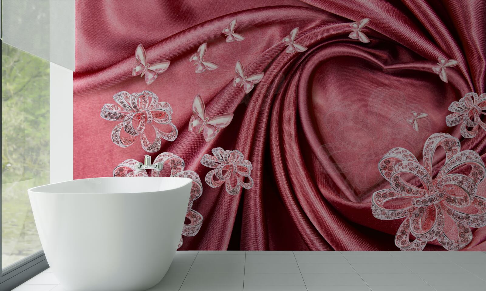 Papier peint décorations florales sur soie