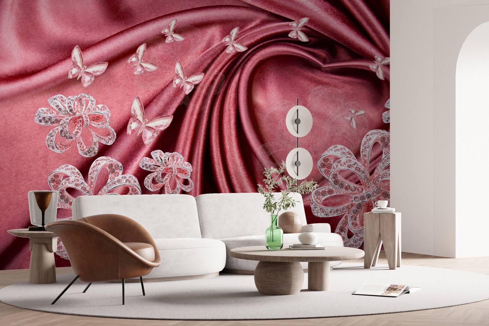 Papier peint décorations florales sur soie