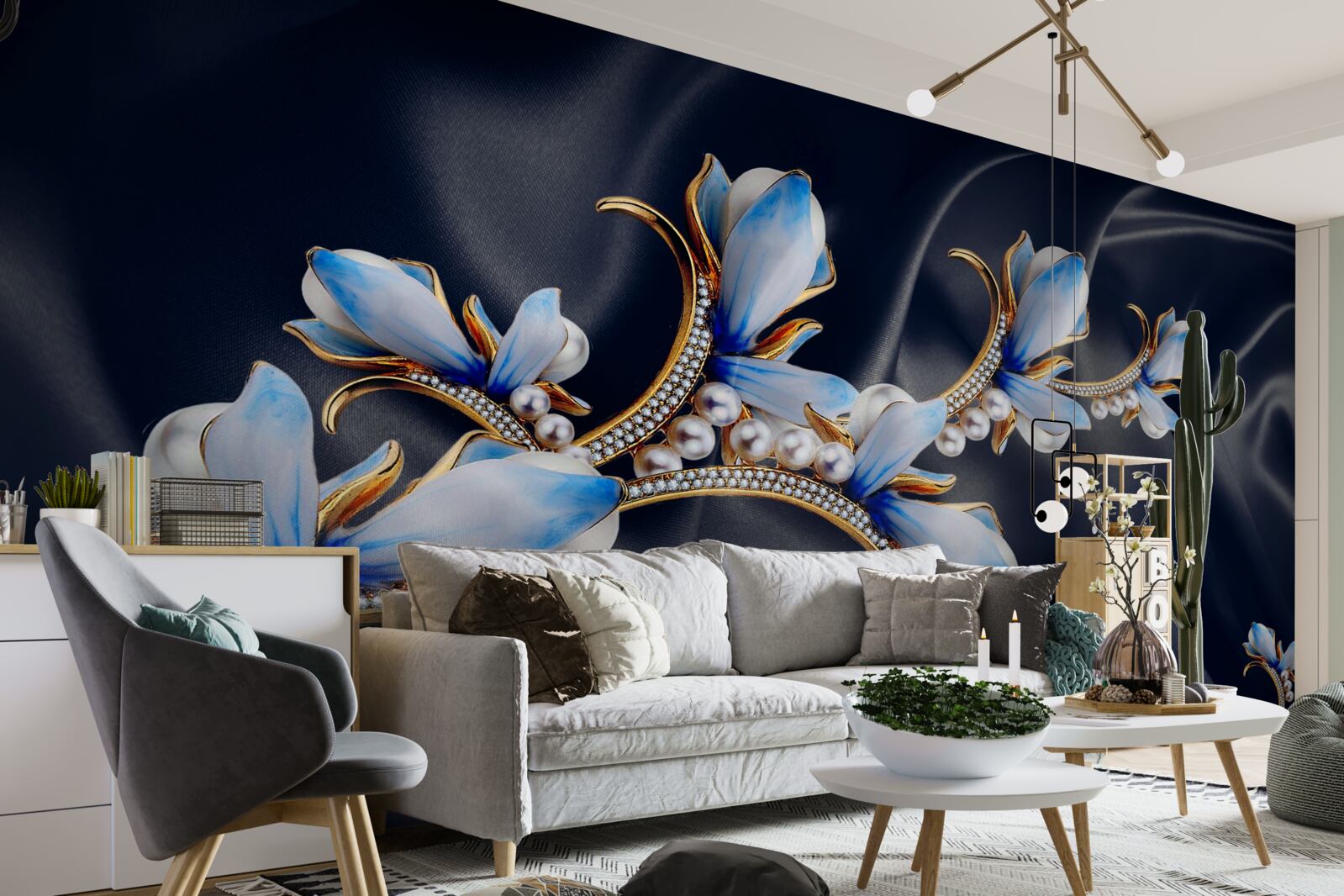 Papier peint les branches d'un magnolia qui n'a pas encore ouvert ses fleurs bleues