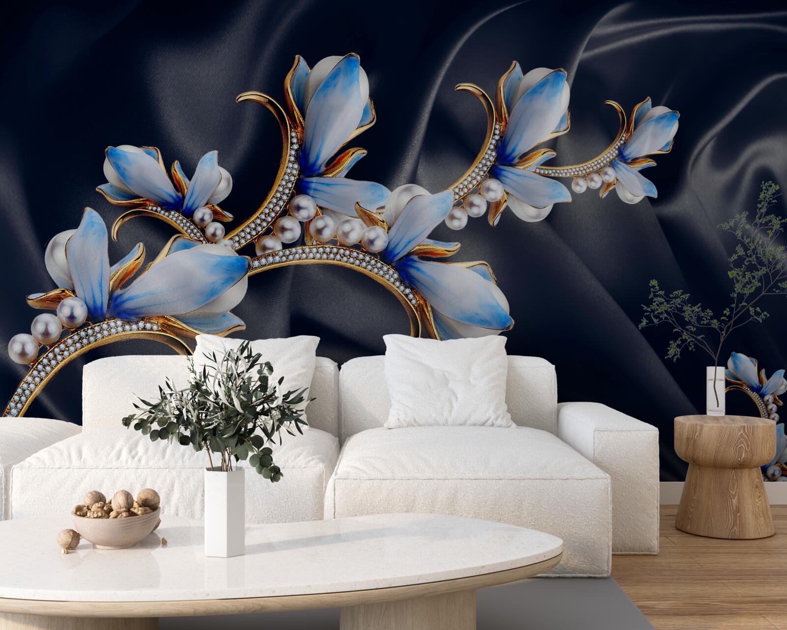 Papier peint les branches d'un magnolia qui n'a pas encore ouvert ses fleurs bleues