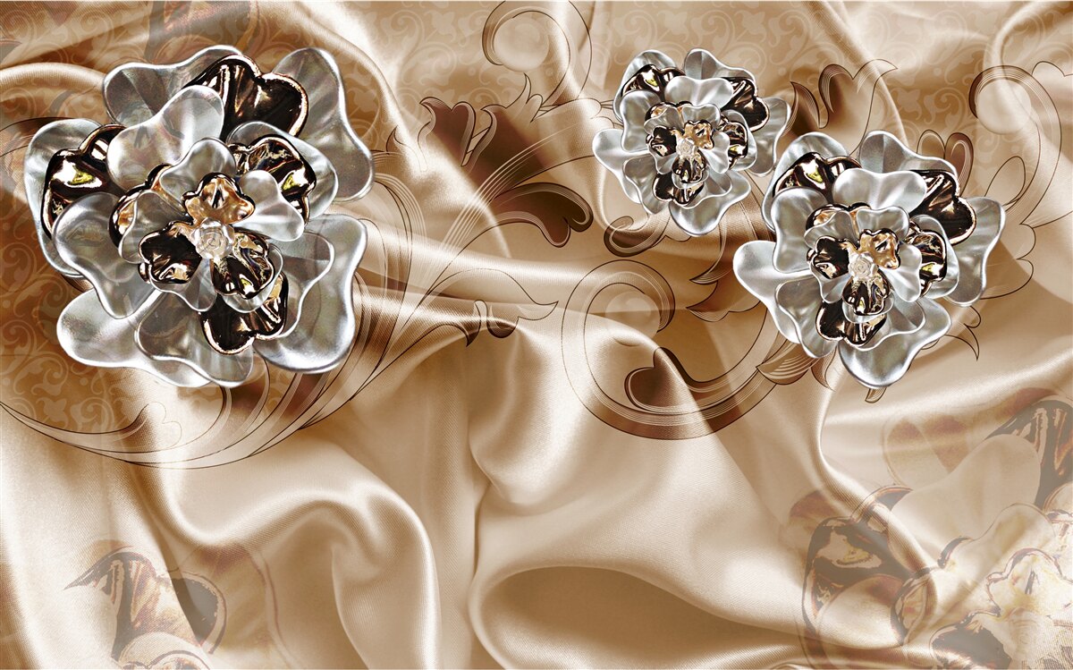 Papier peint jeu de sorcellerie en strass sur soie pêche