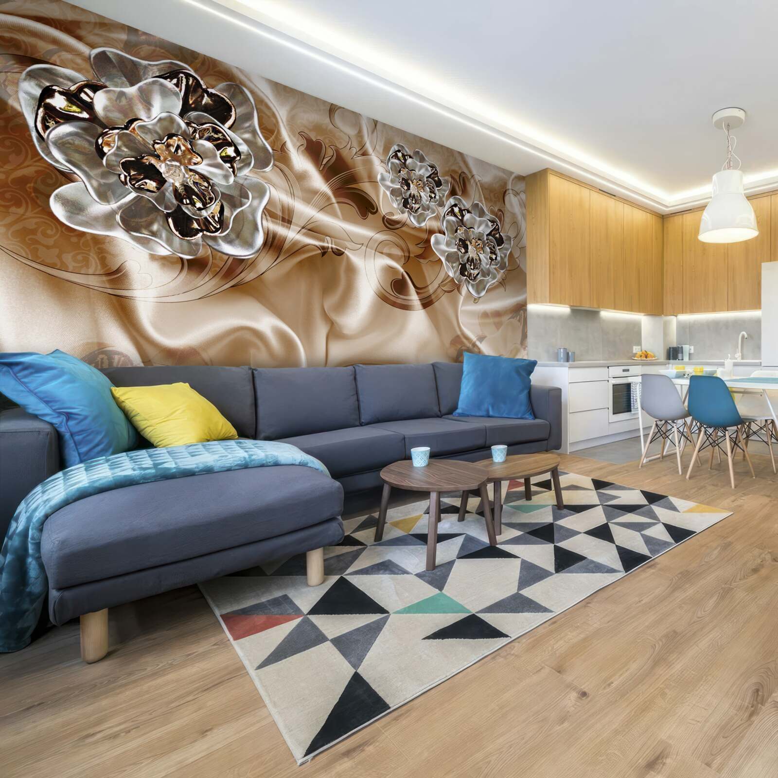 Papier peint jeu de sorcellerie en strass sur soie pêche