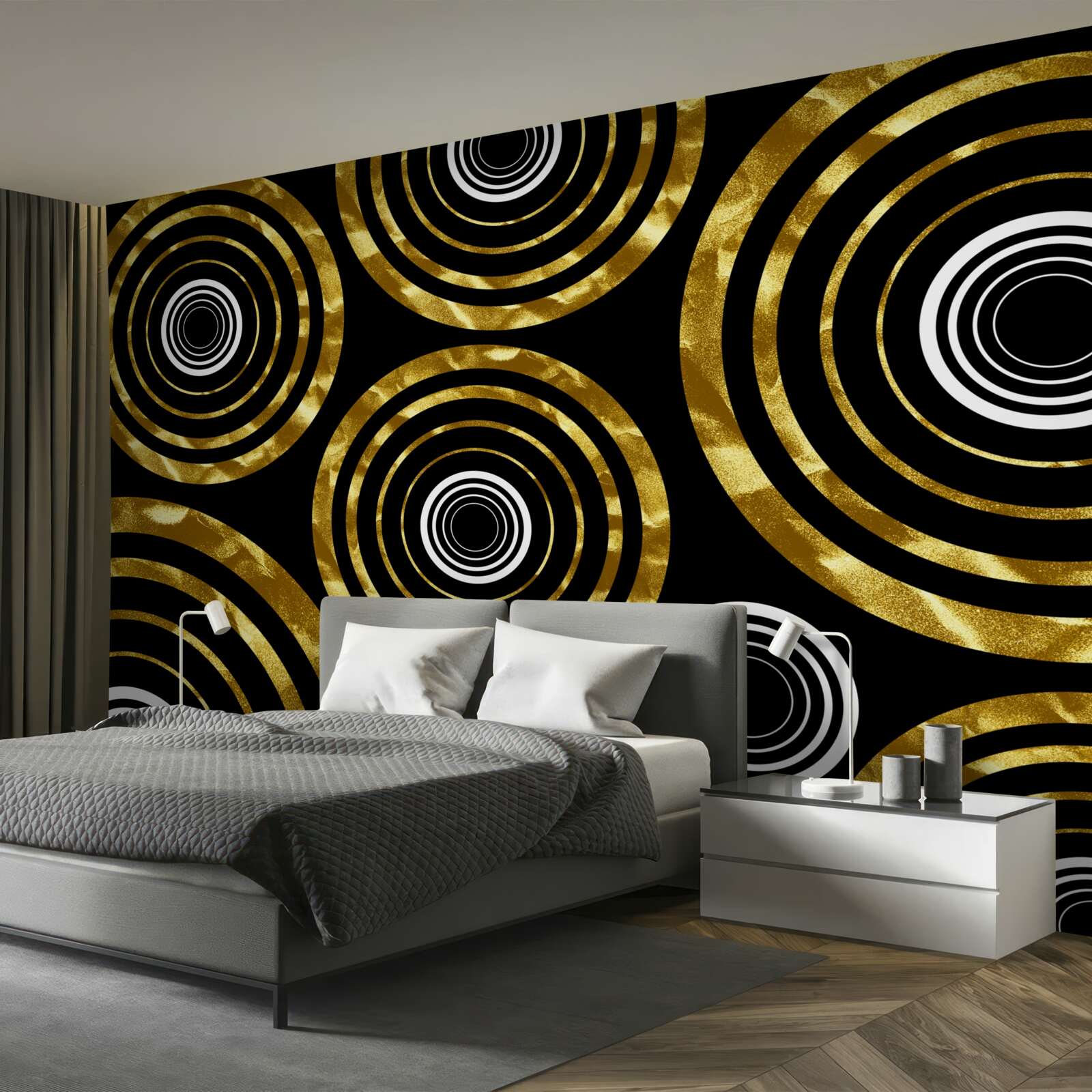 Papier peint bagues en or avec un centre blanc