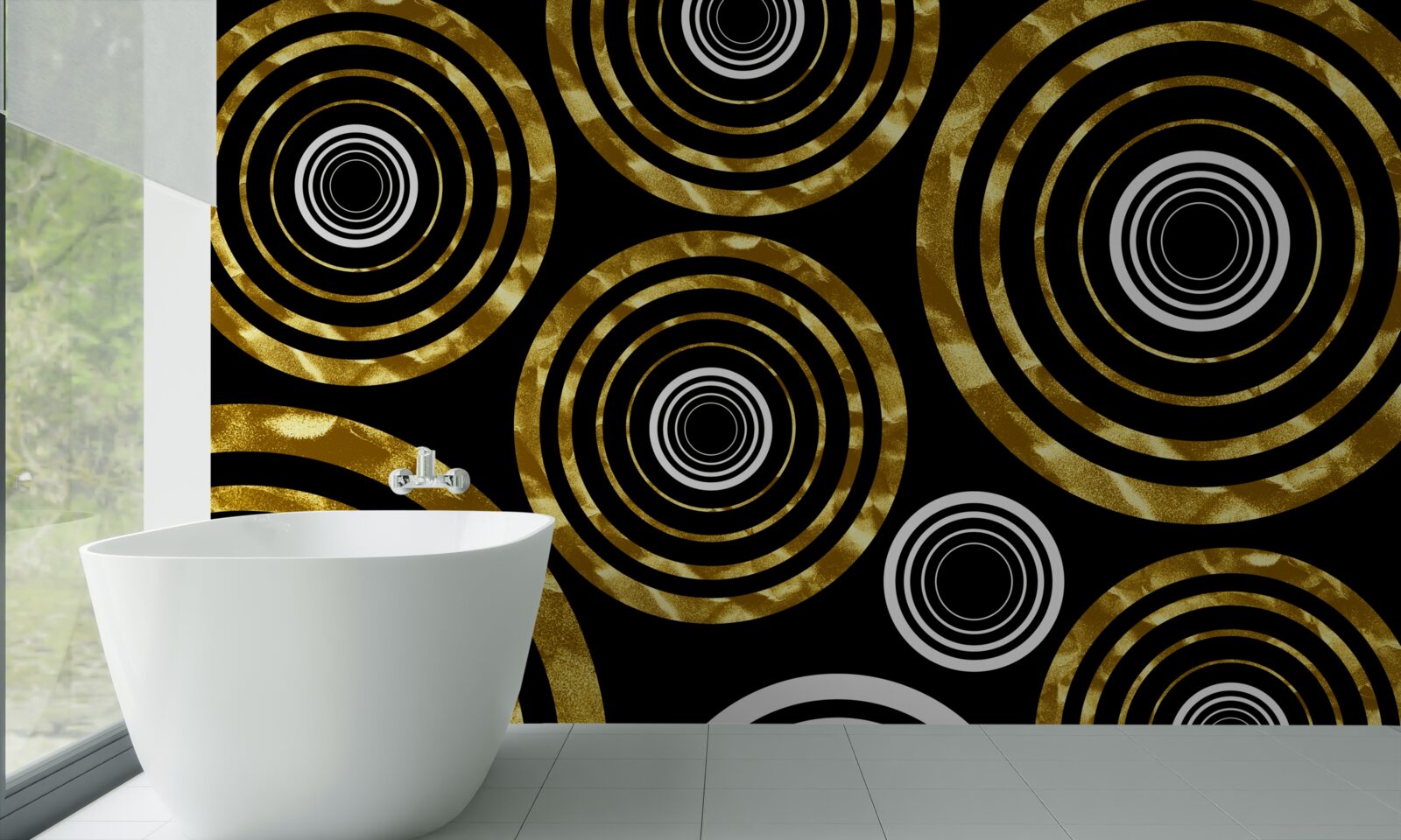 Papier peint bagues en or avec un centre blanc