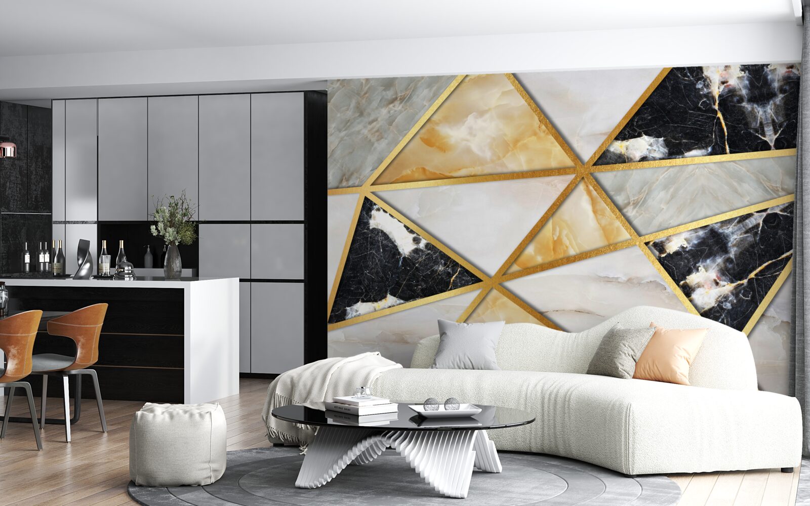 Papier peint fond de marbre avec motif géométrique