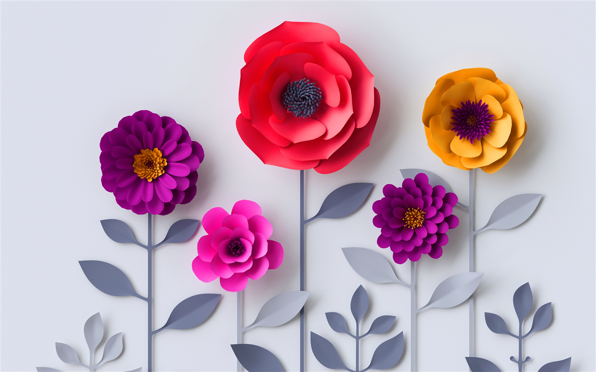 Papier peint fleurs colorées