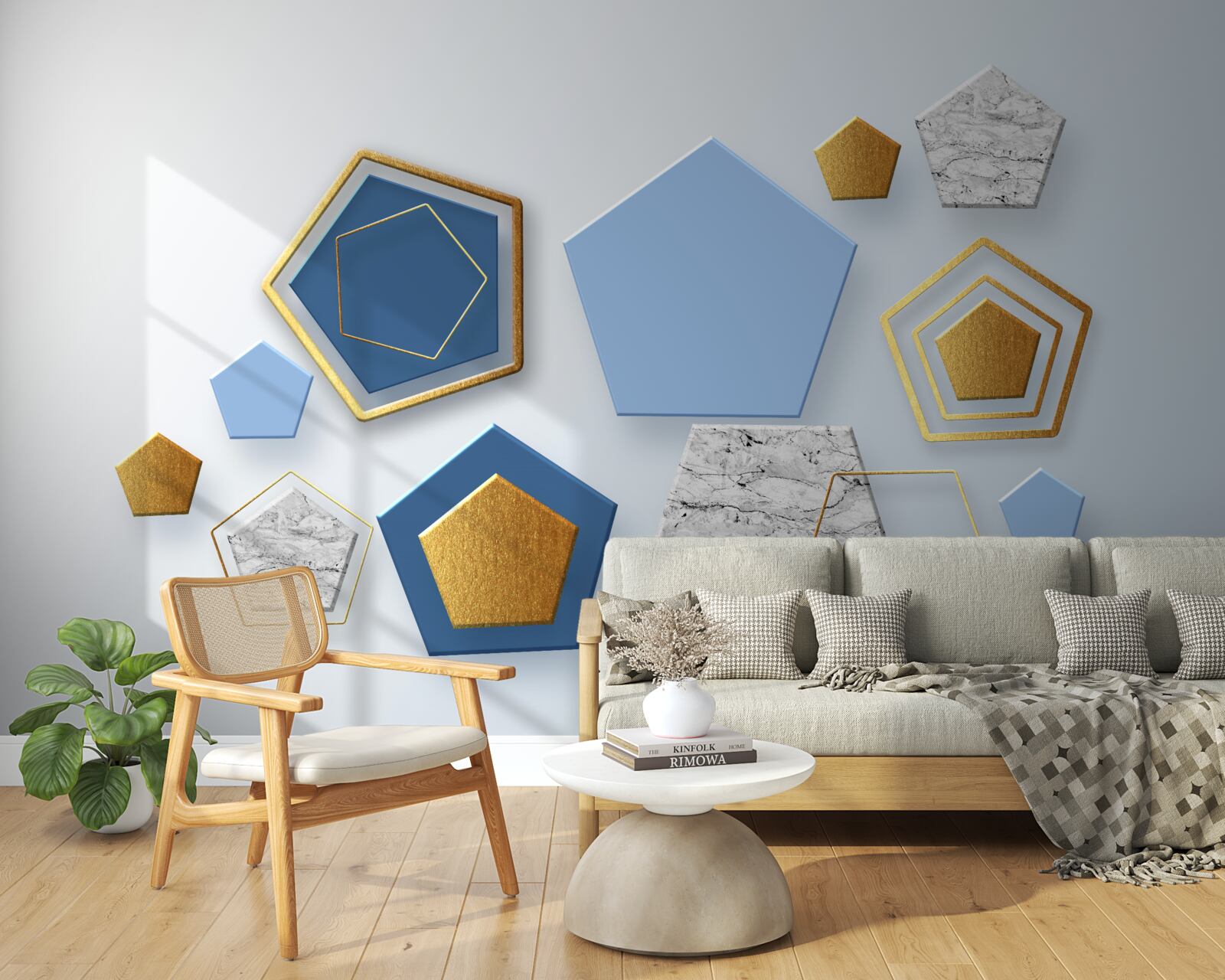 Papier peint hexagones de différentes couleurs