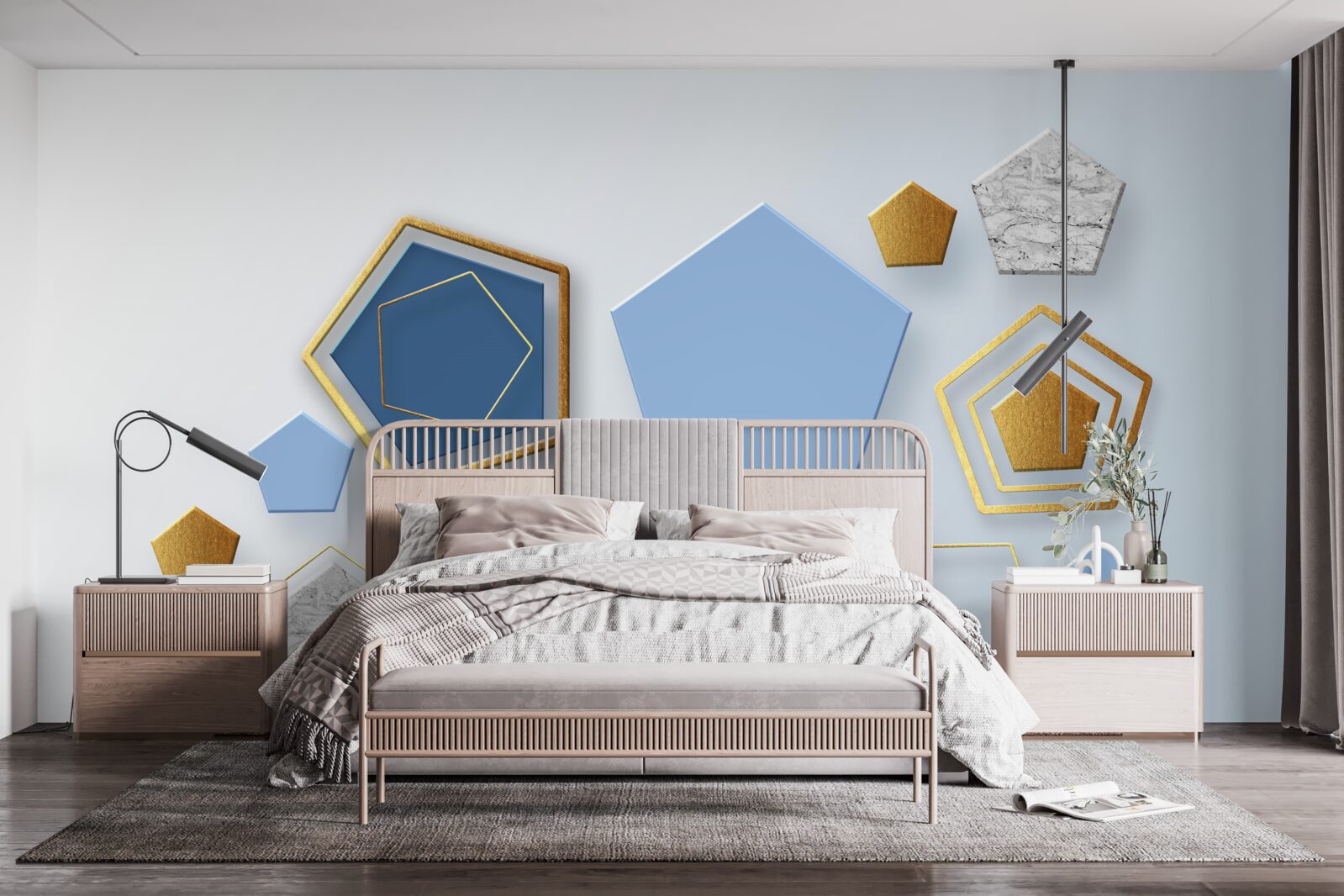 Papier peint hexagones de différentes couleurs