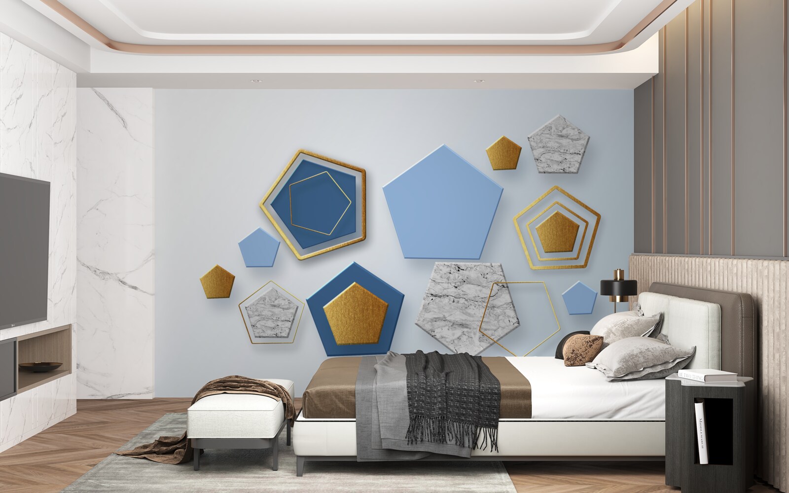 Papier peint hexagones de différentes couleurs