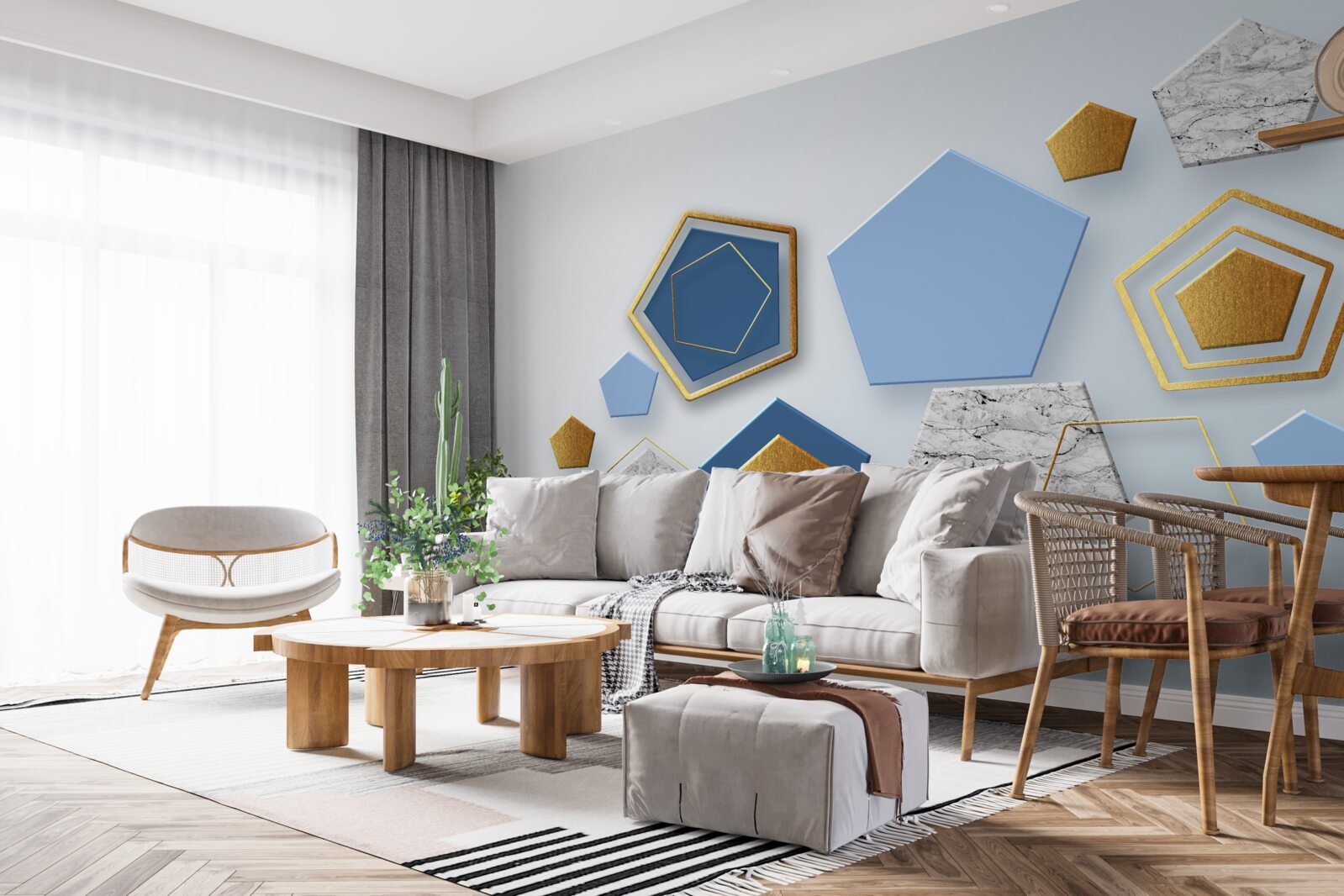 Papier peint hexagones de différentes couleurs