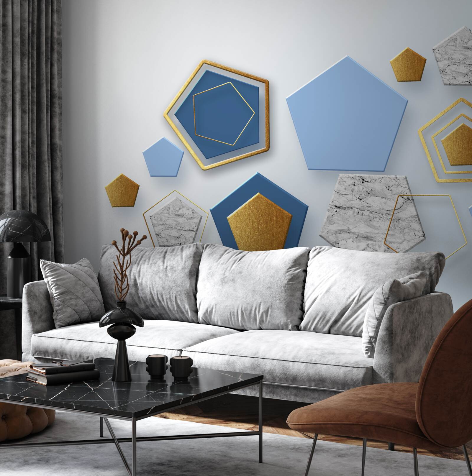 Papier peint hexagones de différentes couleurs