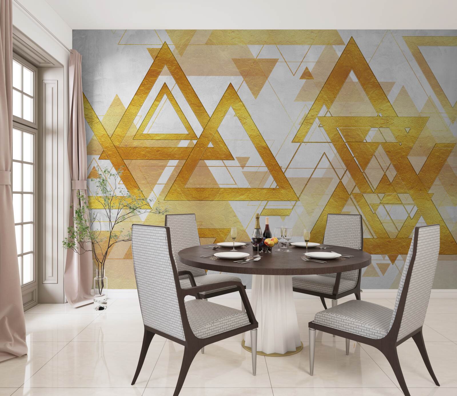 Papier peint masse des triangles d'or