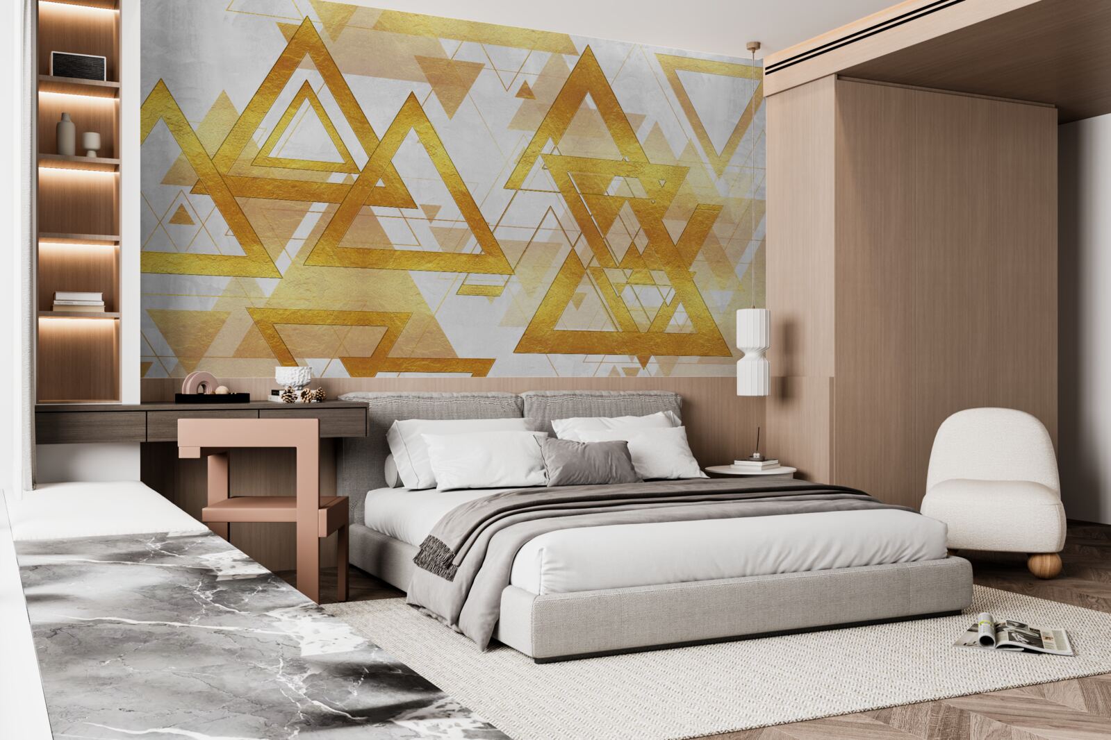 Papier peint masse des triangles d'or