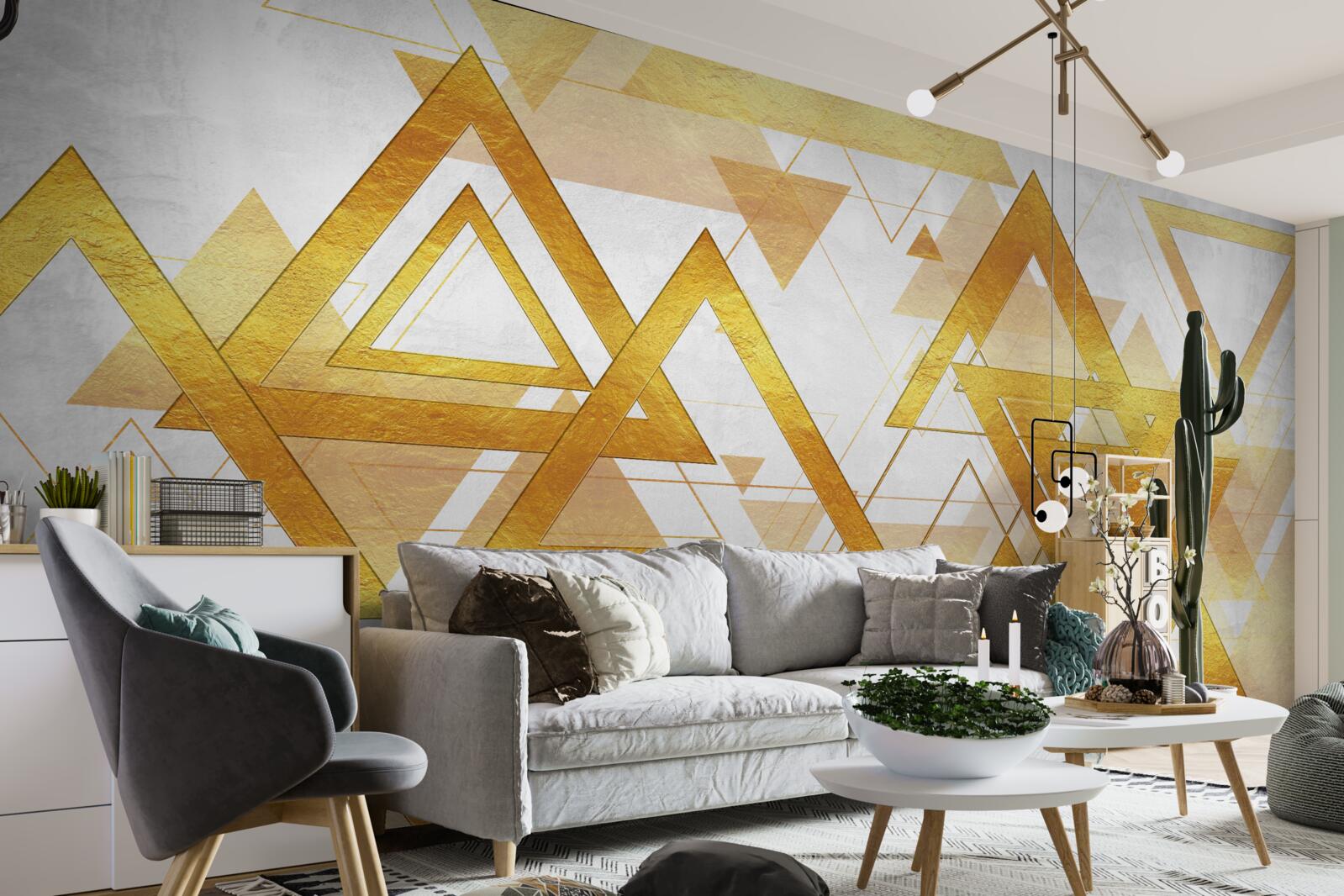 Papier peint masse des triangles d'or