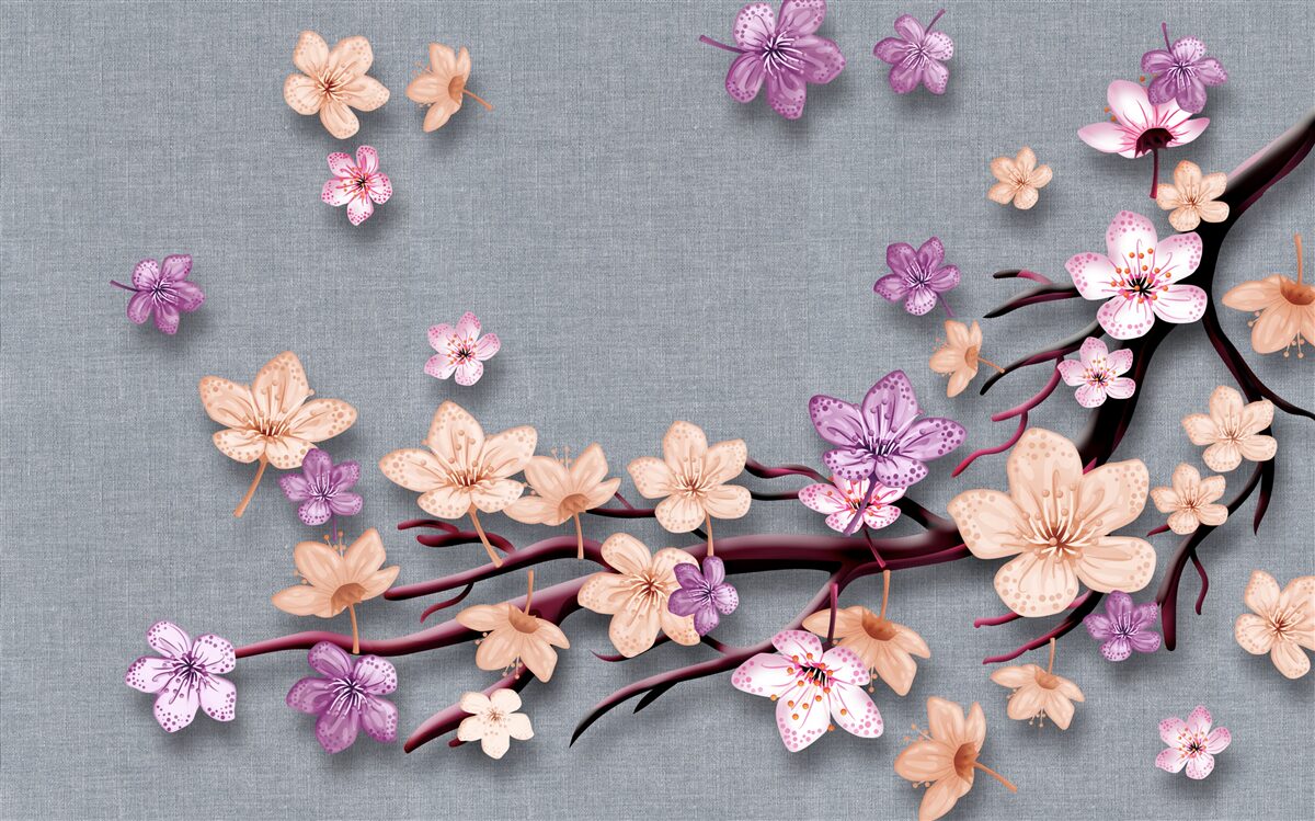 Papier peint la branche est décorée de petites fleurs