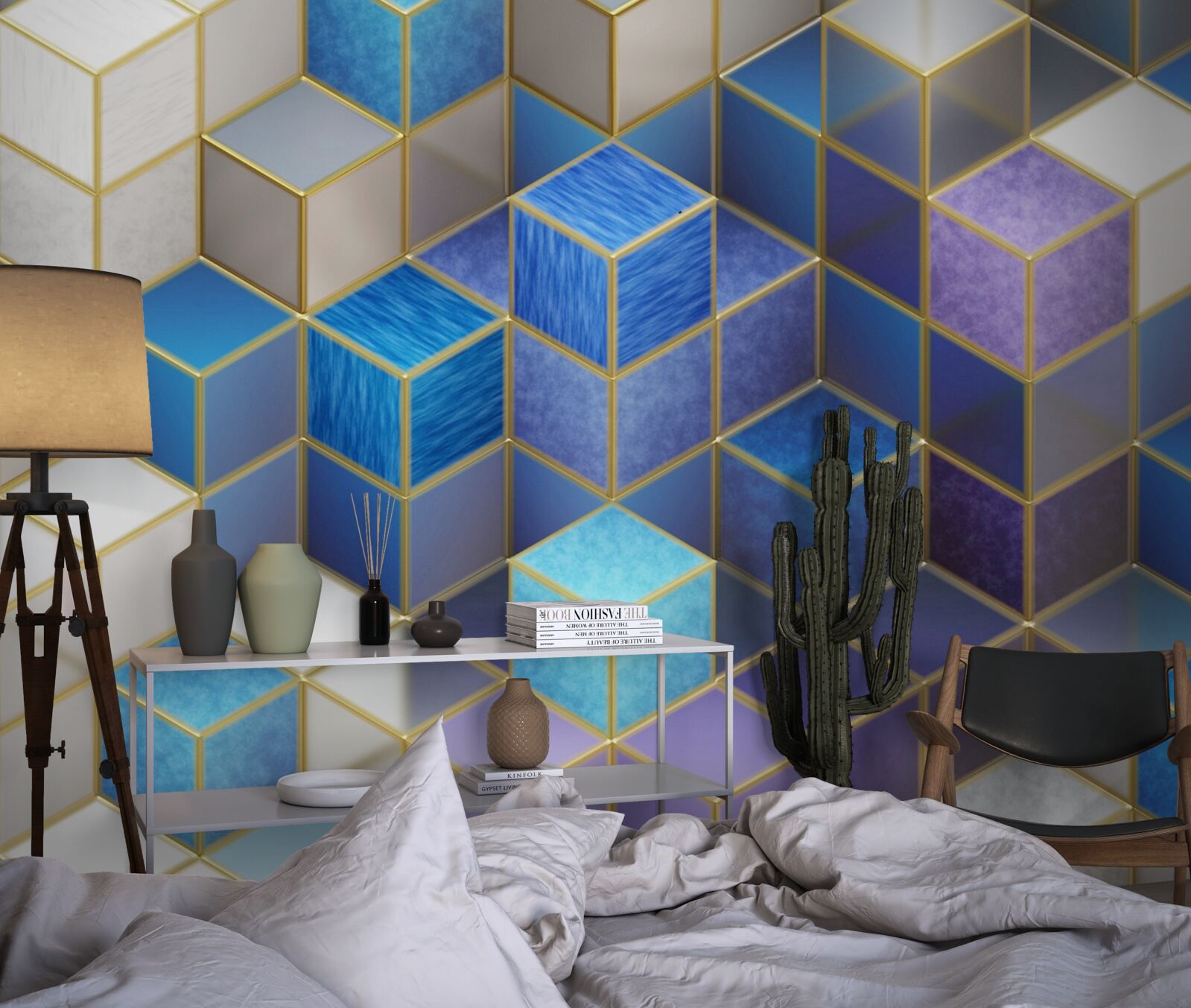 Papier peint collection de cubes de différentes couleurs