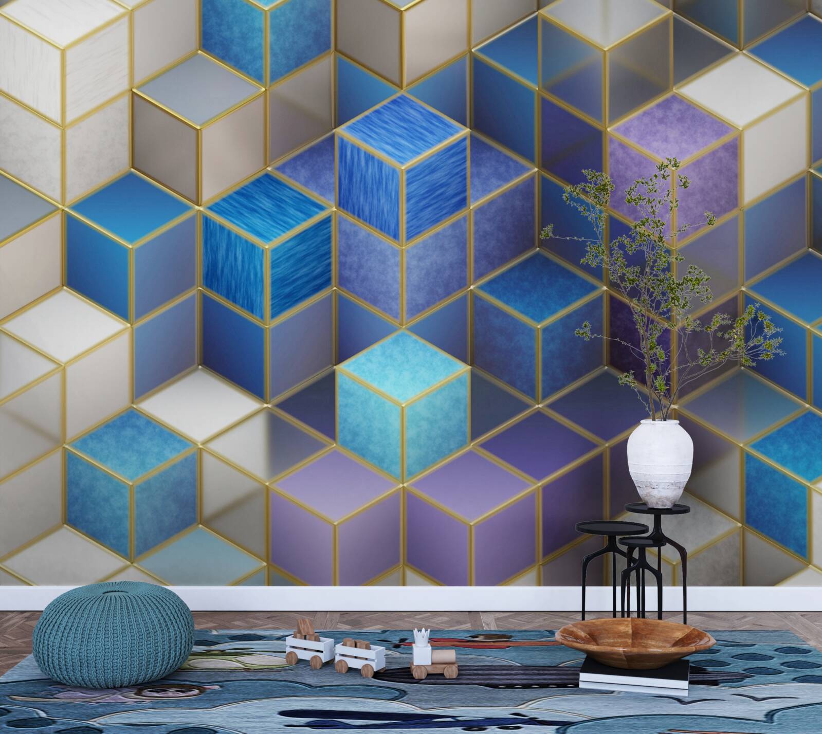 Papier peint collection de cubes de différentes couleurs