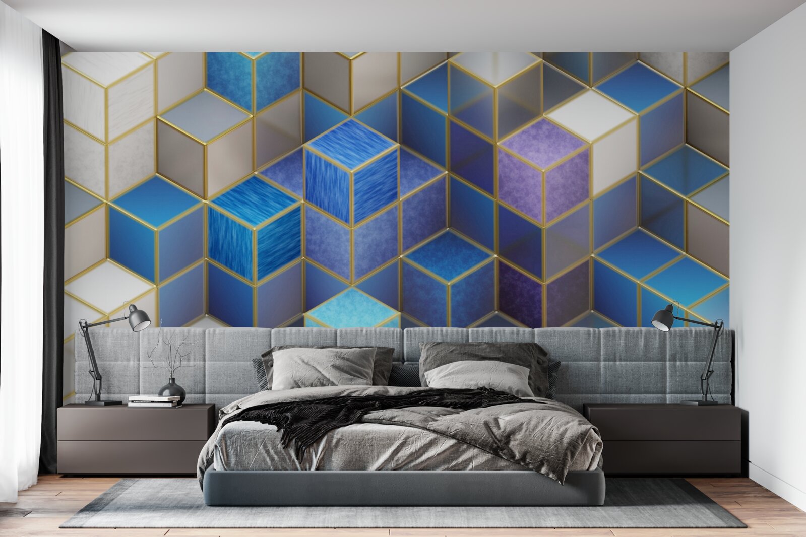 Papier peint collection de cubes de différentes couleurs