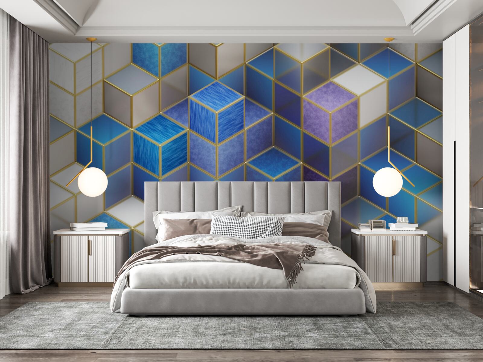 Papier peint collection de cubes de différentes couleurs