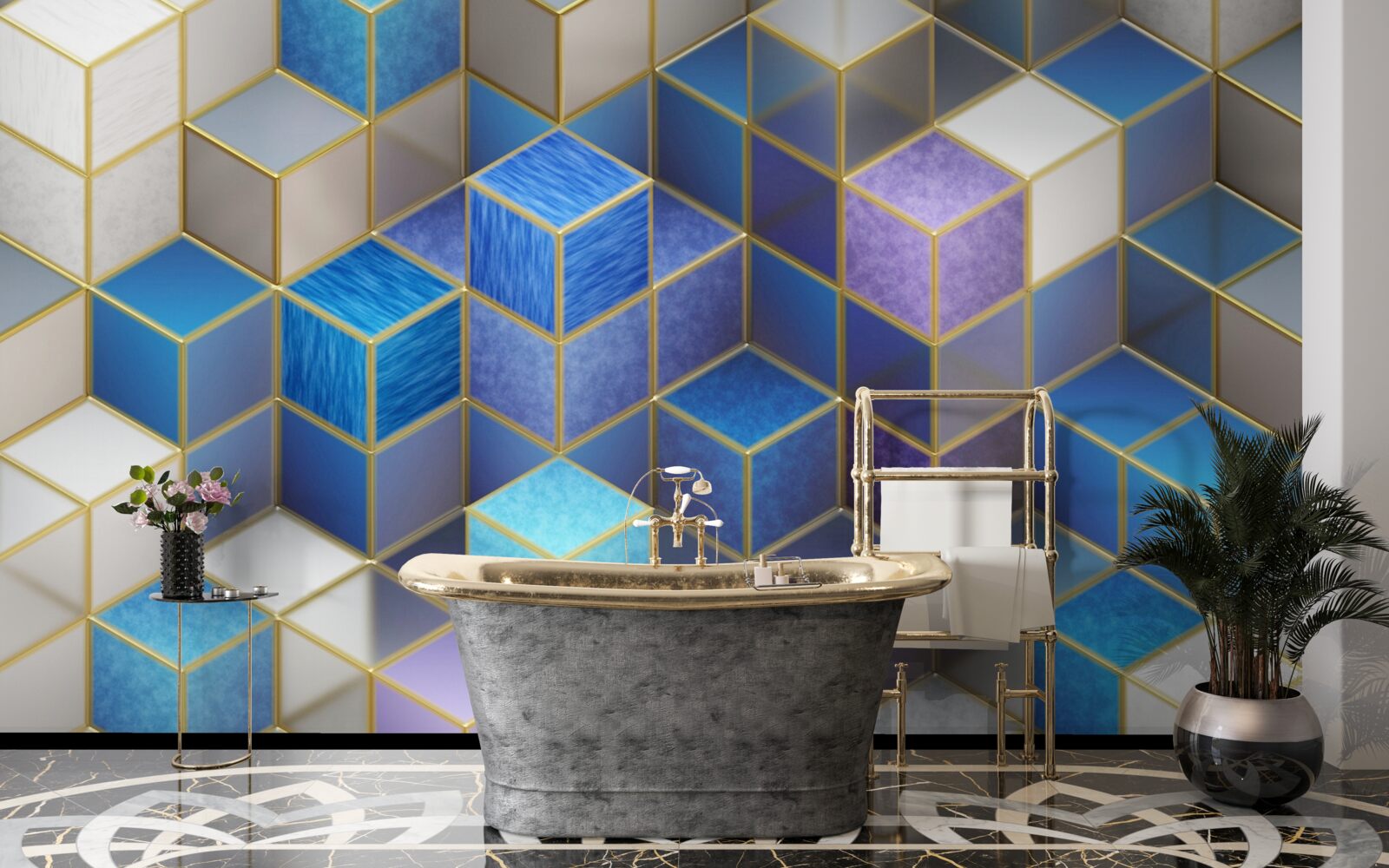 Papier peint collection de cubes de différentes couleurs