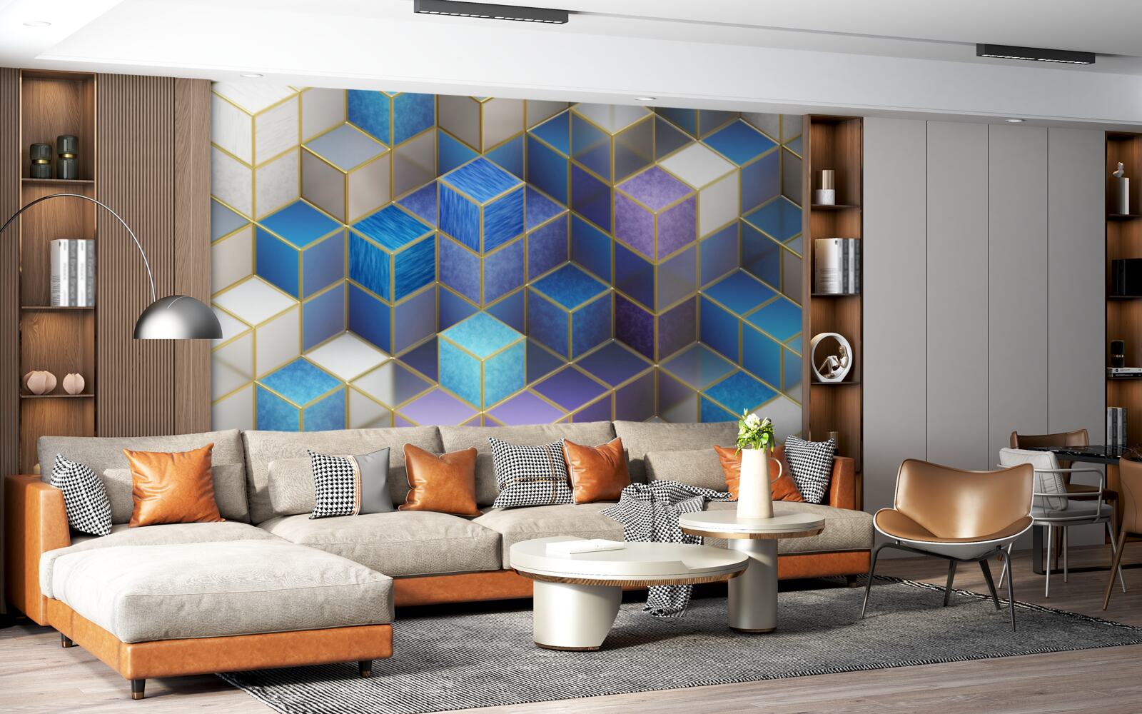 Papier peint collection de cubes de différentes couleurs