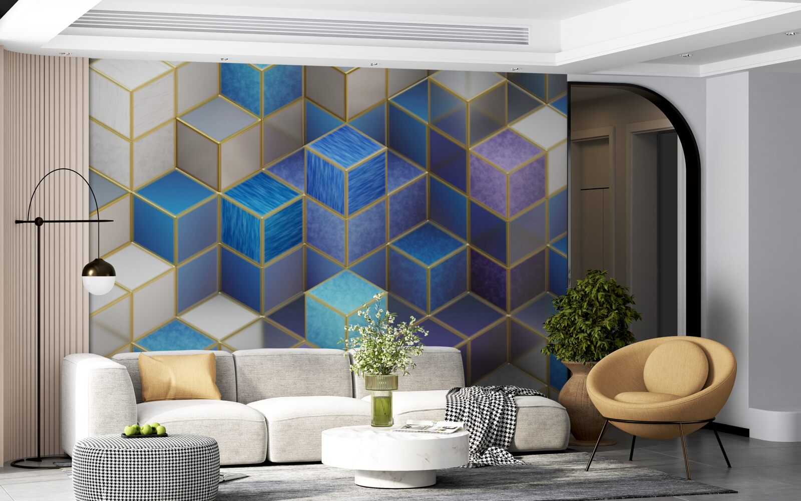 Papier peint collection de cubes de différentes couleurs