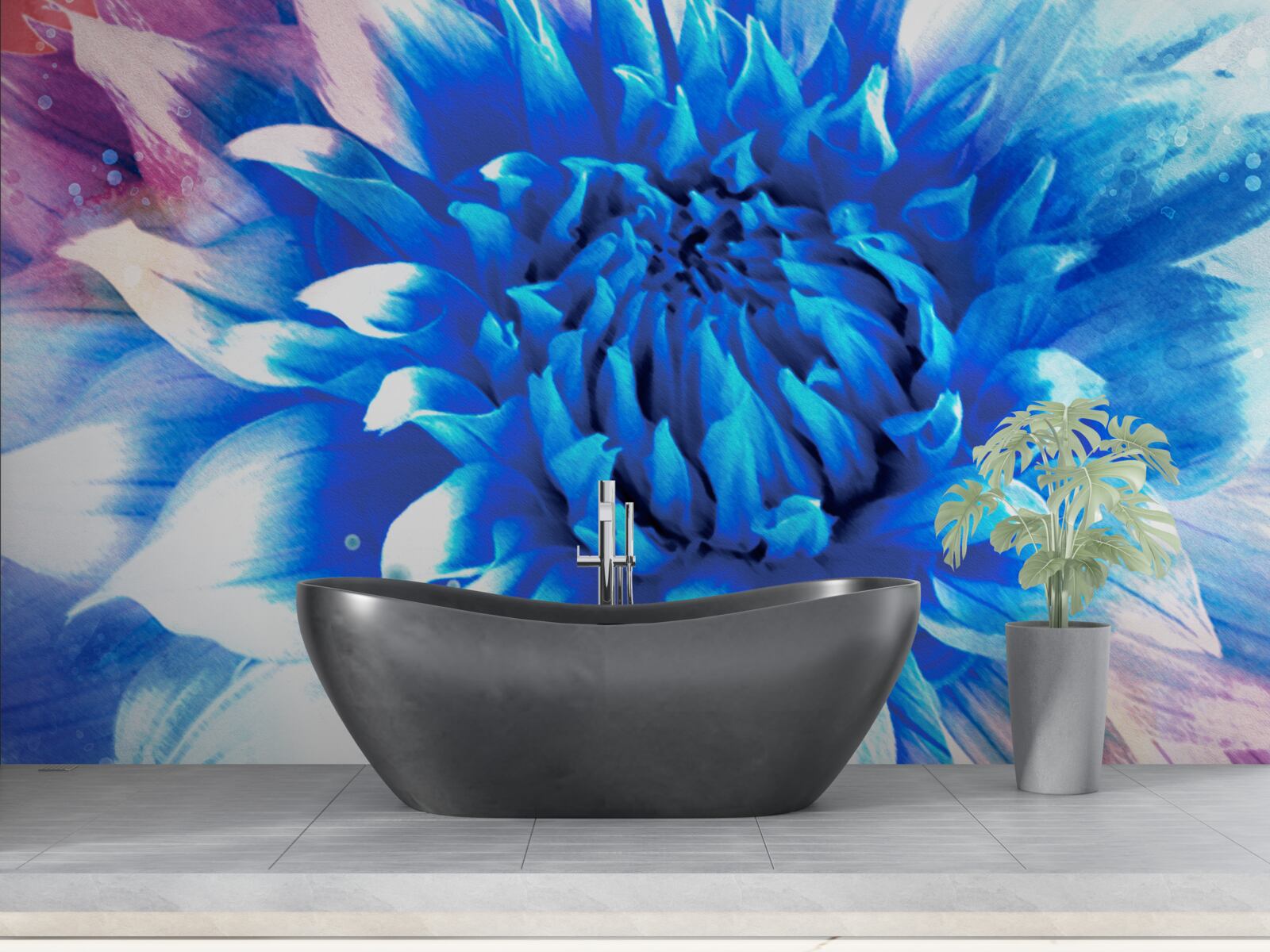 Papier peint bleu comme l'azur aster