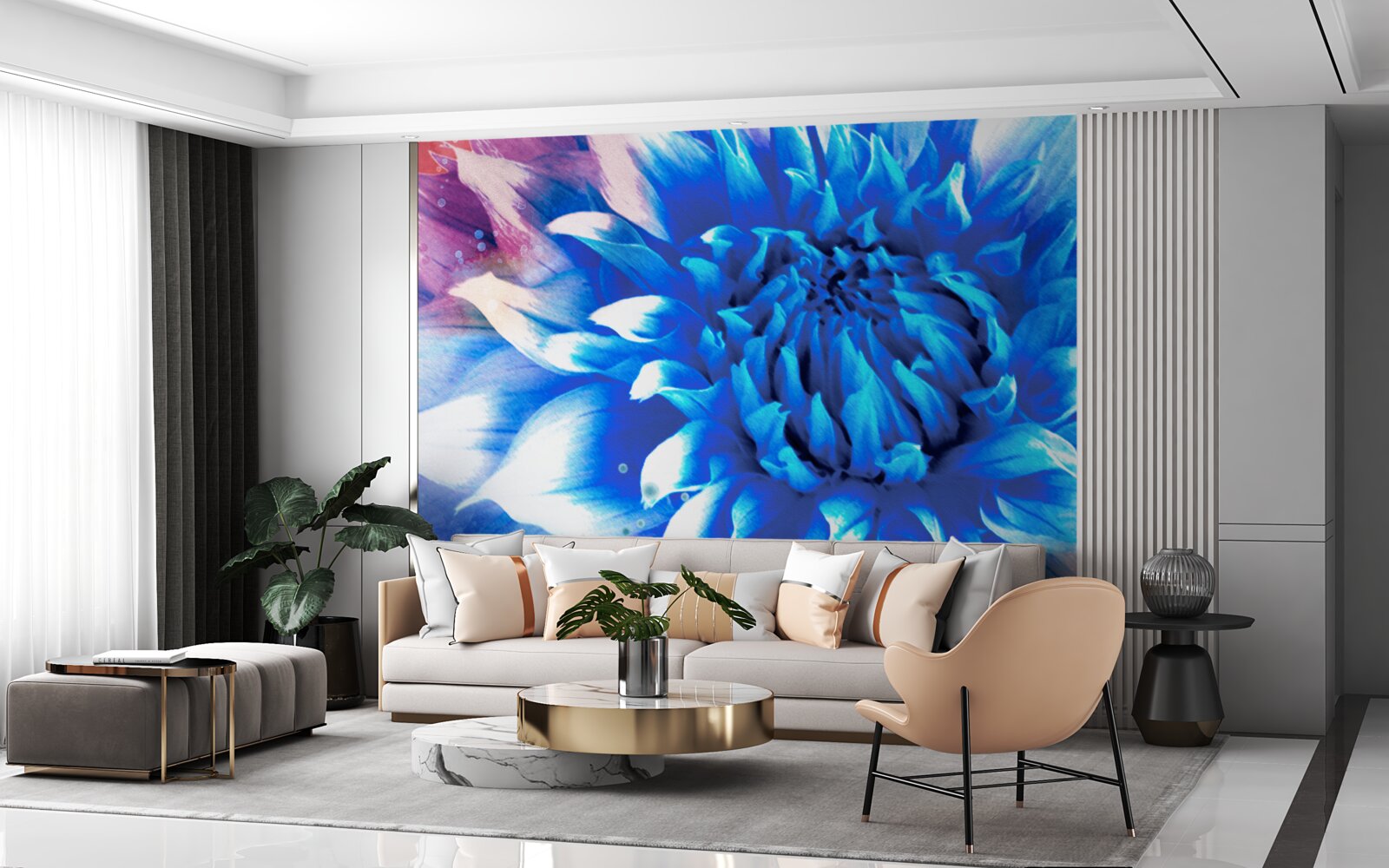 Papier peint bleu comme l'azur aster