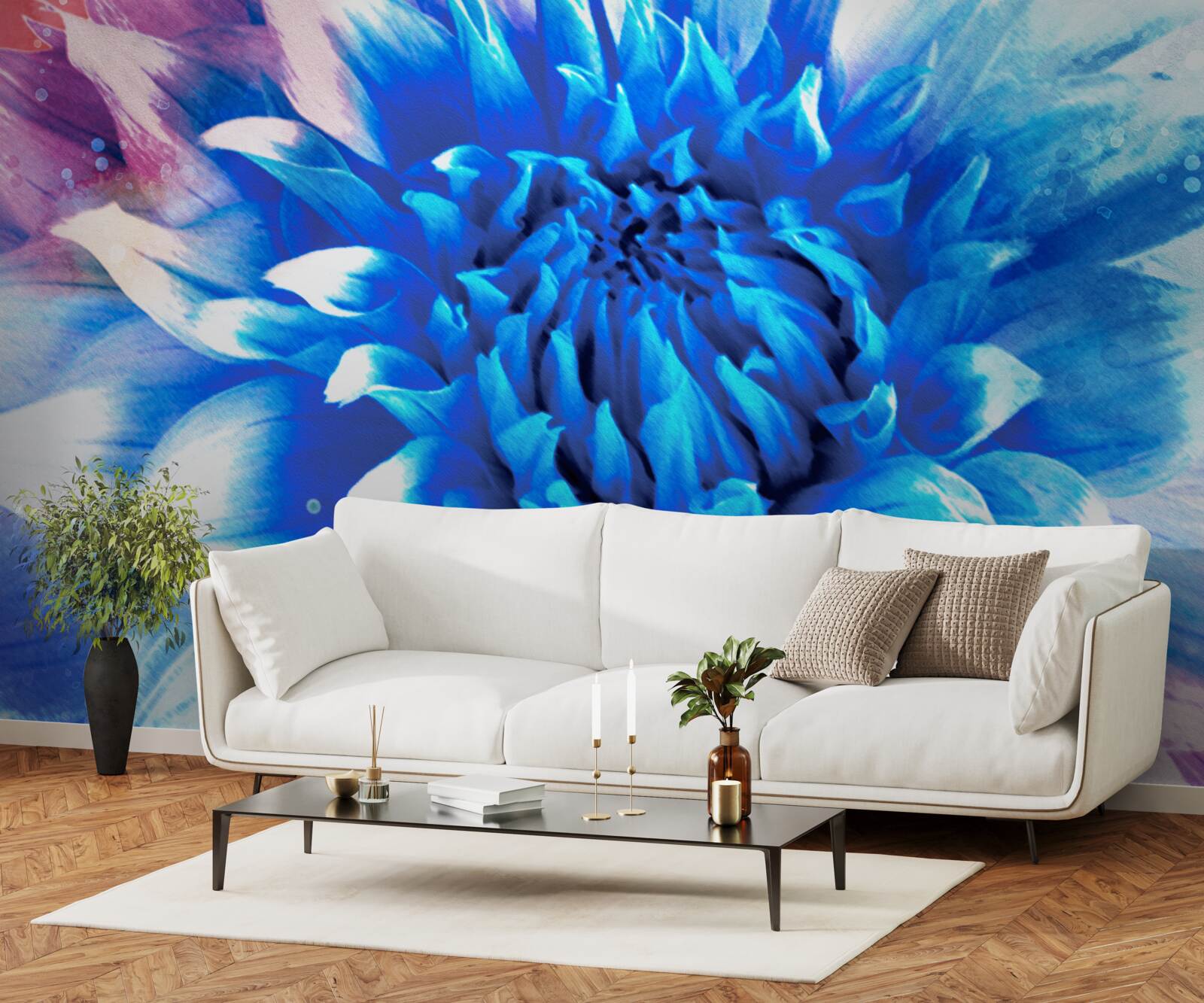 Papier peint bleu comme l'azur aster