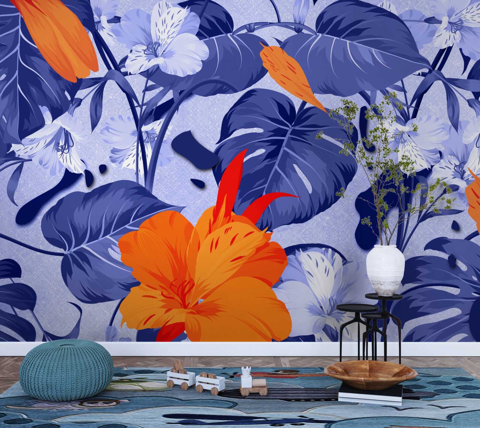 Papier peint lys tropical pêche