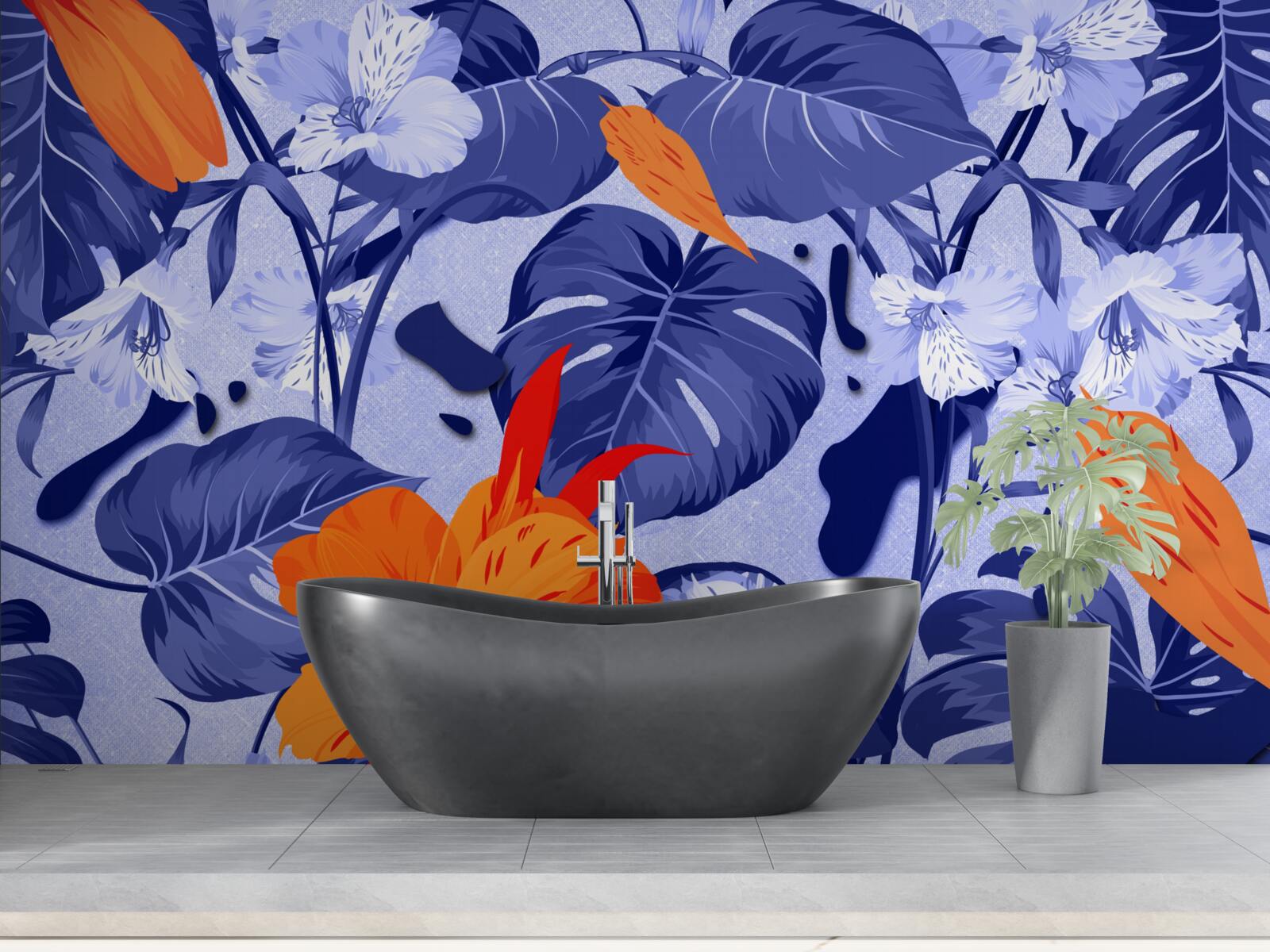 Papier peint lys tropical pêche