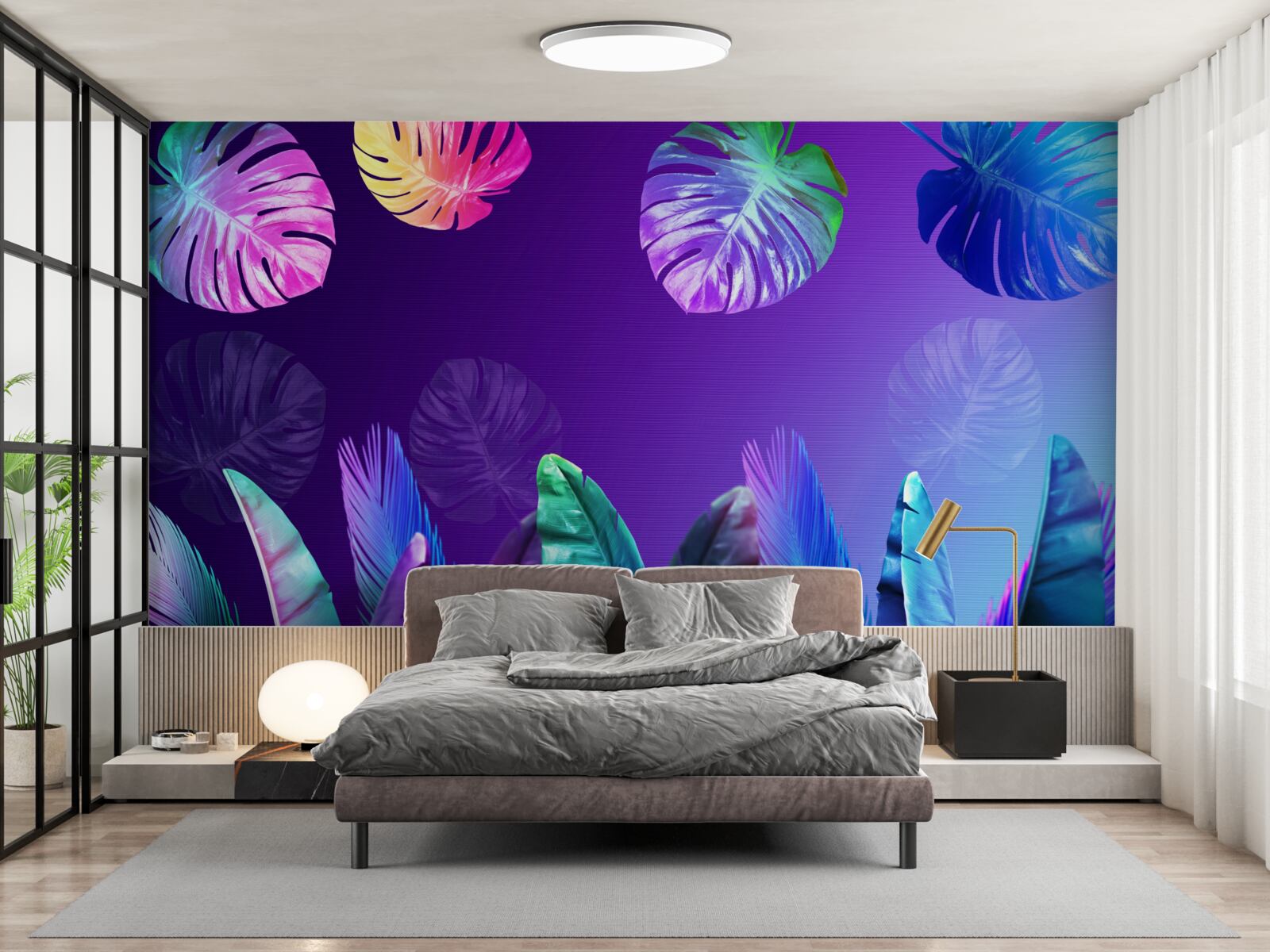 Papier peint Feuilles tropicales dans des tons dégradés