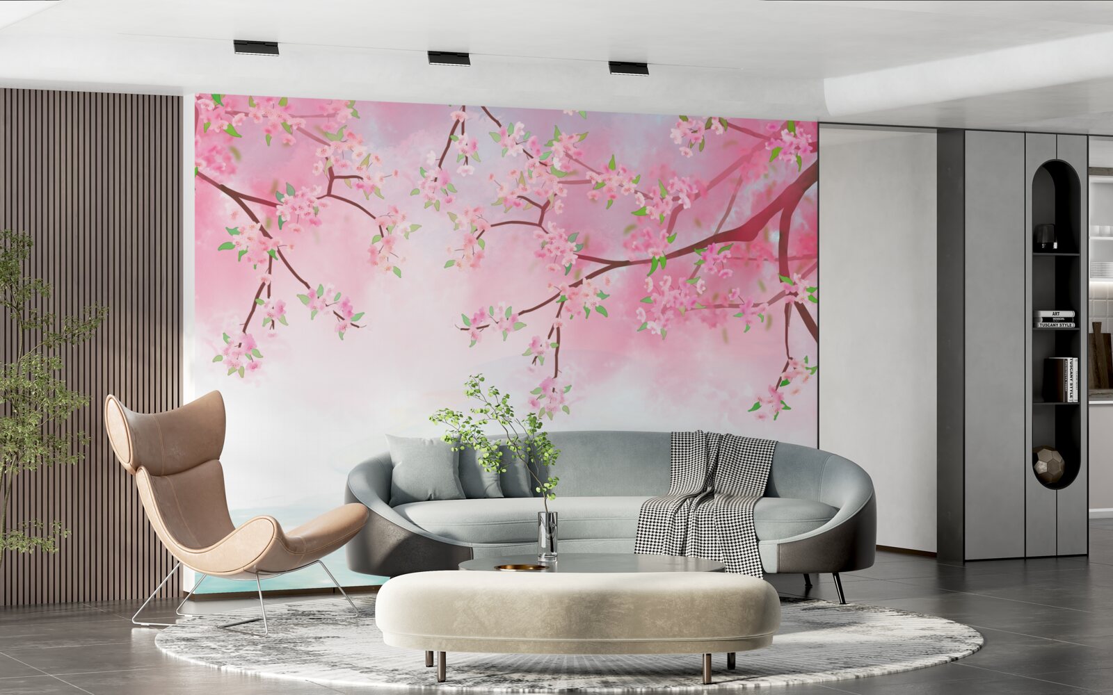 Papier peint des fleurs de roses s'épanouissent sur les branches des arbres