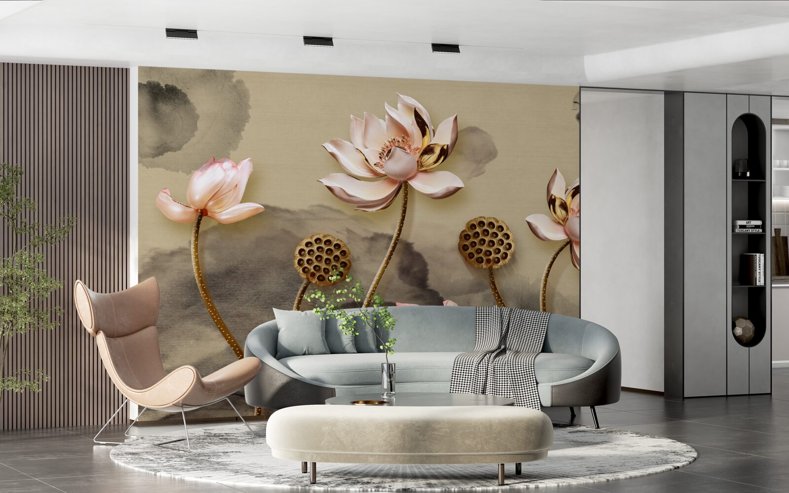 Papier peint les bourgeons des fleurs roses se balancent dans le vent