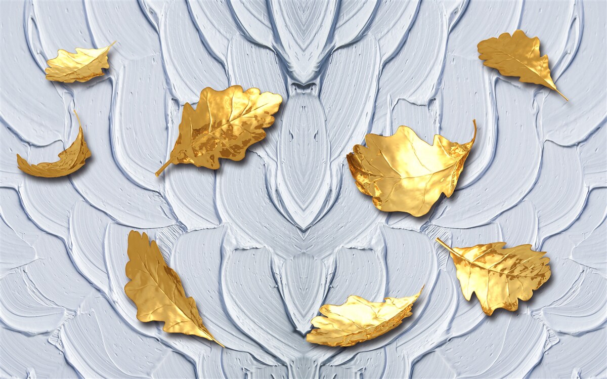 Papier peint des feuilles dorées se déposent à la surface de l'eau