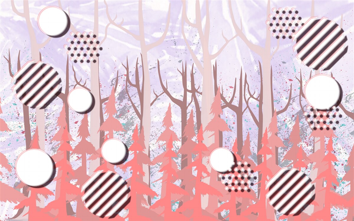 Papier peint feuilles roses abstraites d'une forêt d'automne