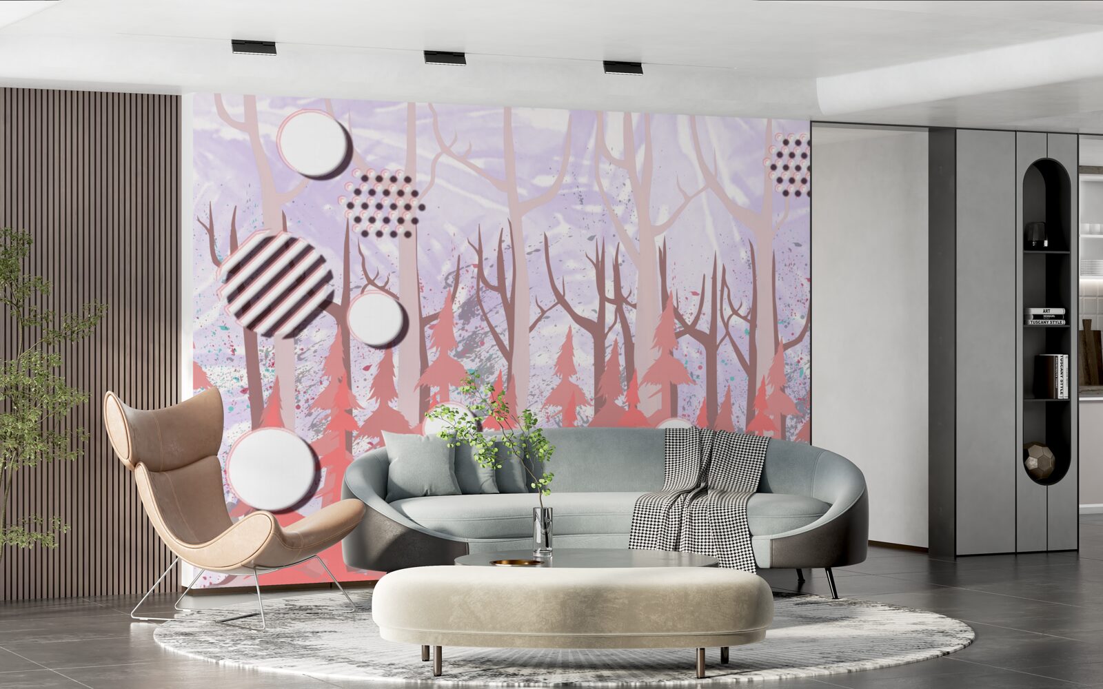 Papier peint feuilles roses abstraites d'une forêt d'automne