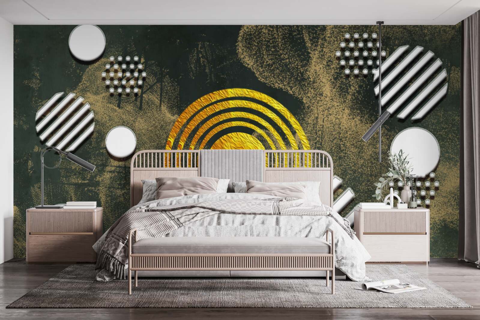 Papier peint fusion de différentes formes sur un fond brumeux