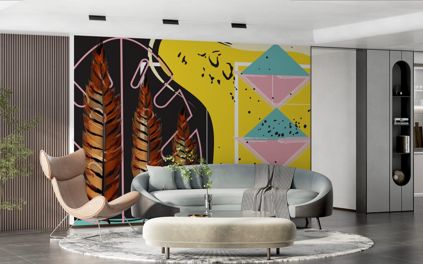 Papier peint les formes géométriques de l'arrière-plan ressortent derrière les pointes jaunes