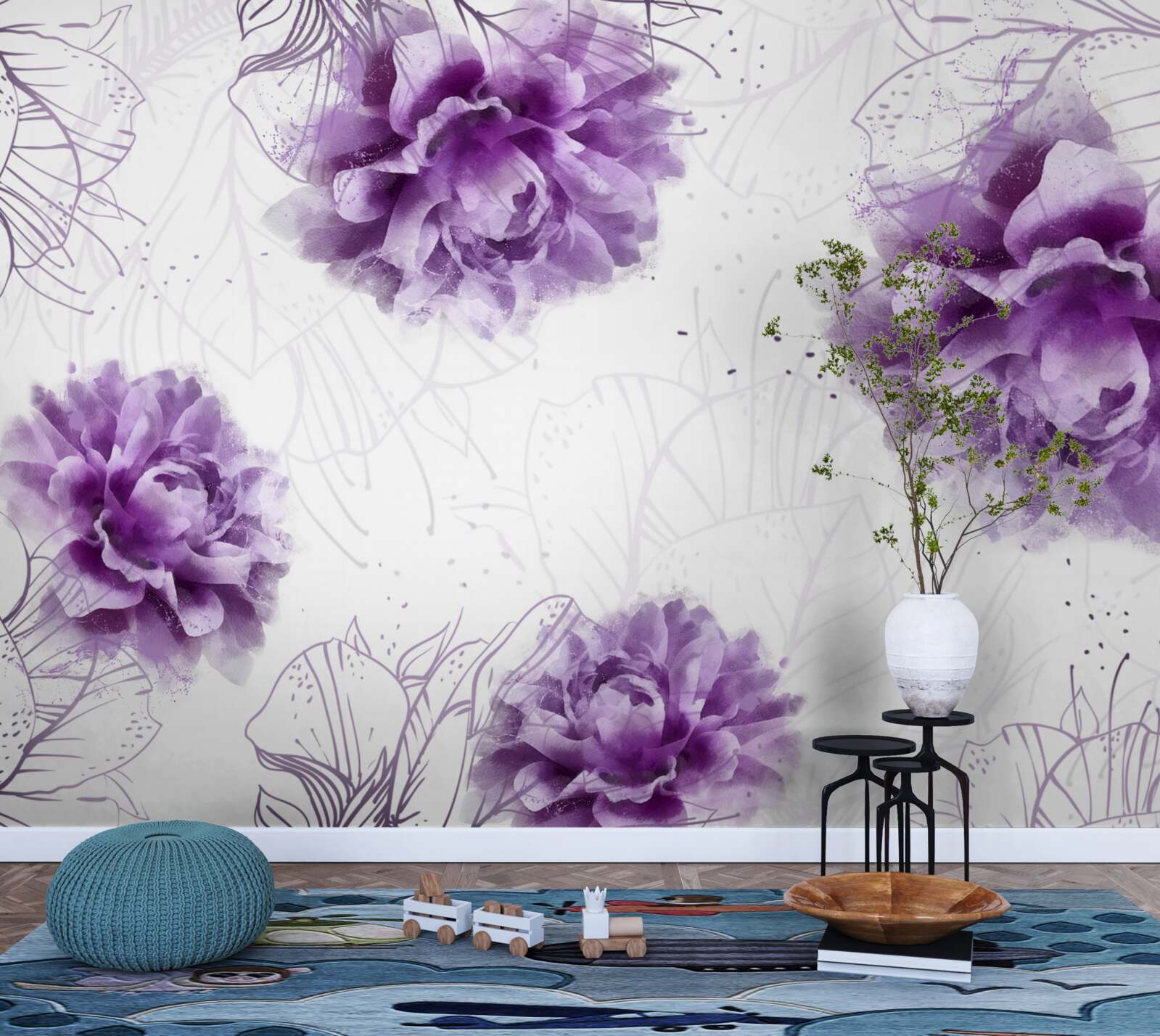 Papier peint les pivoines ont une belle teinte lilas