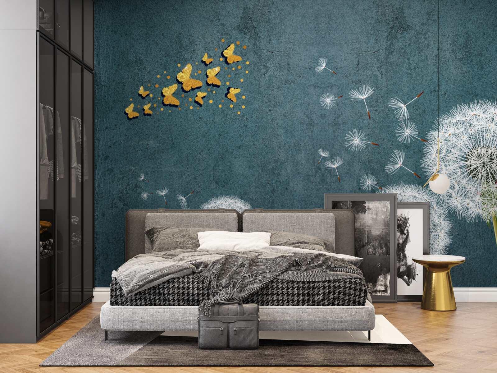 Papier peint papillons planant au-dessus de l'asclépiade