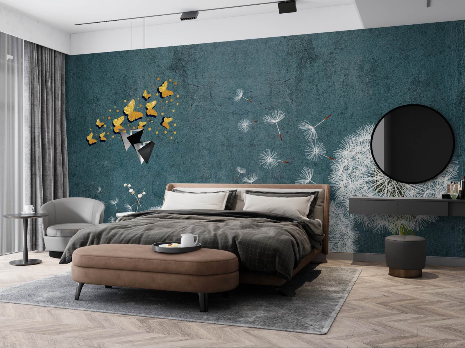 Papier peint papillons planant au-dessus de l'asclépiade