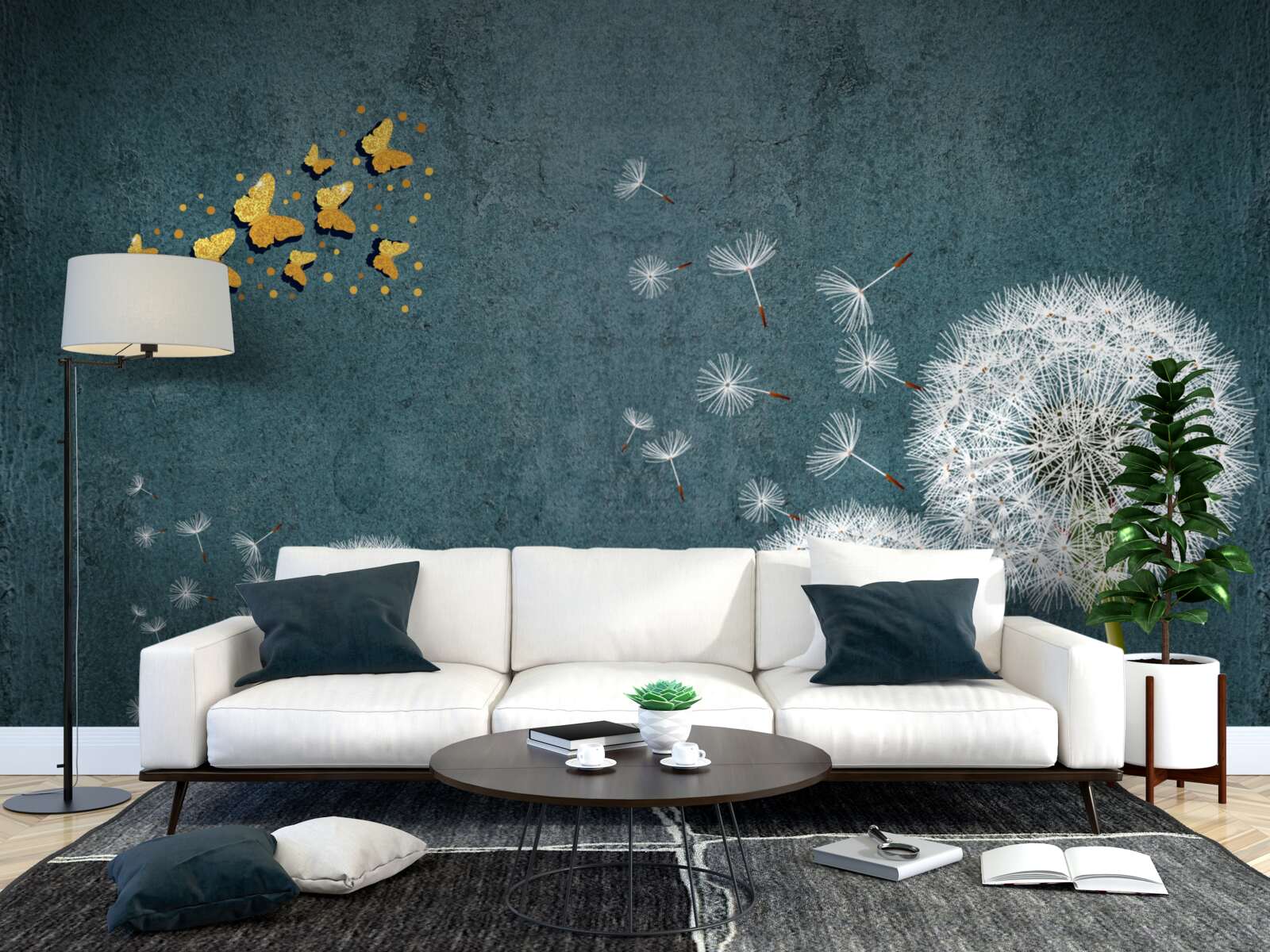 Papier peint papillons planant au-dessus de l'asclépiade