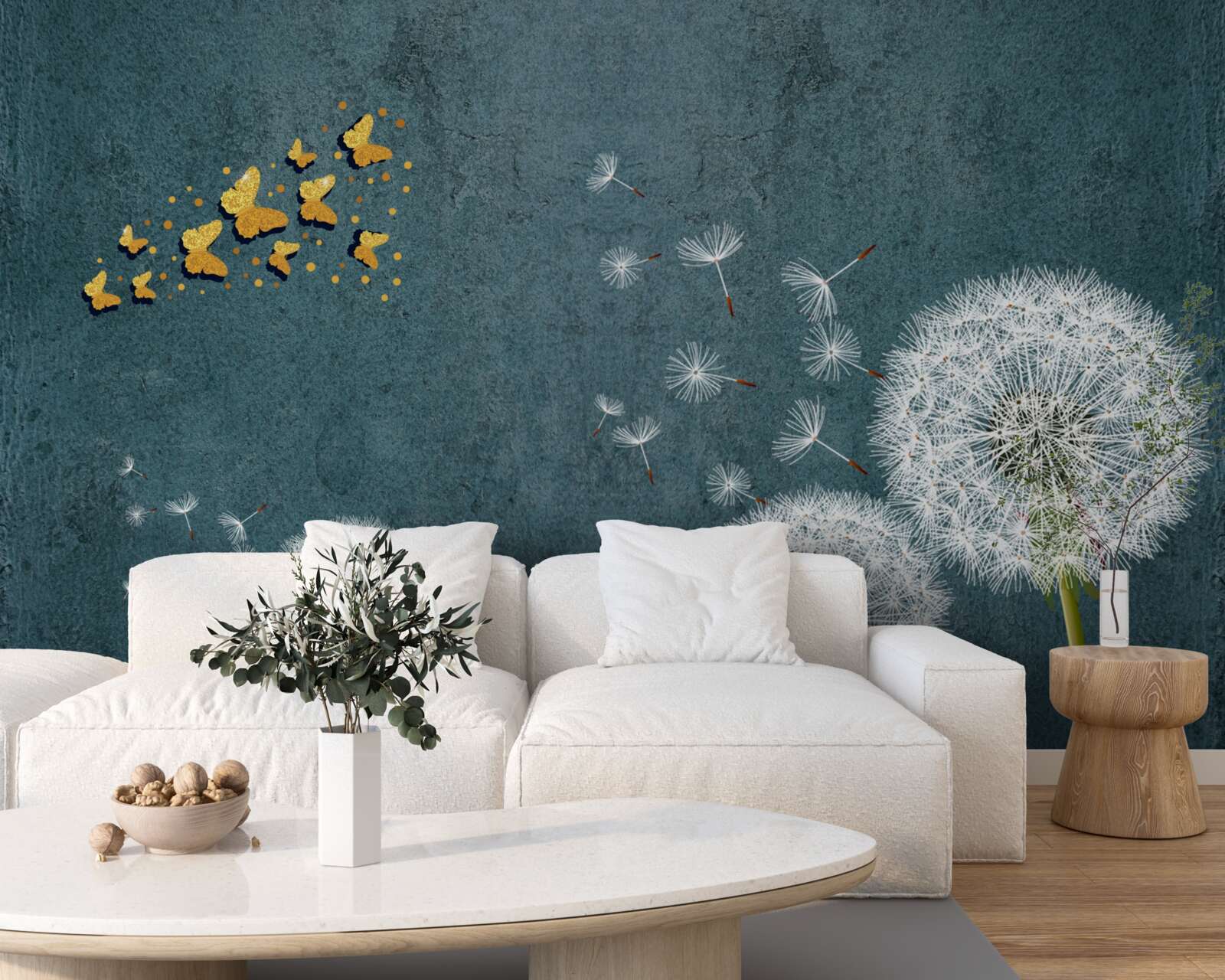 Papier peint papillons planant au-dessus de l'asclépiade